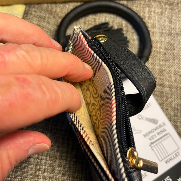 5299-ITT New KeyRing Plaid Print  PU Leather Tassel Clutch Wallet Bracelet - Picture 8 of 11